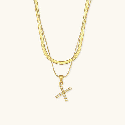 Opal Charm - Layered Gold Initial Necklace