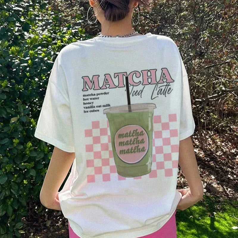 Y2K Matcha Latte Back Print T-shirt