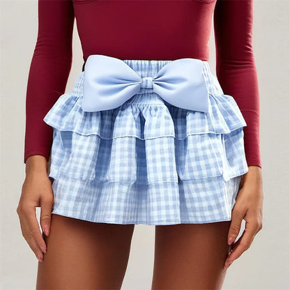 Bowknot Plaid Bloomers Skirt