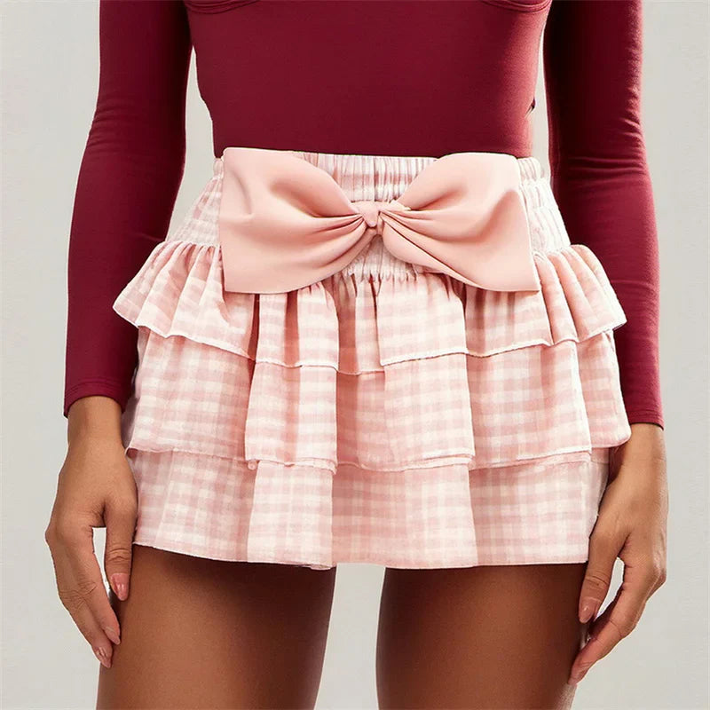 Bowknot Plaid Bloomers Skirt