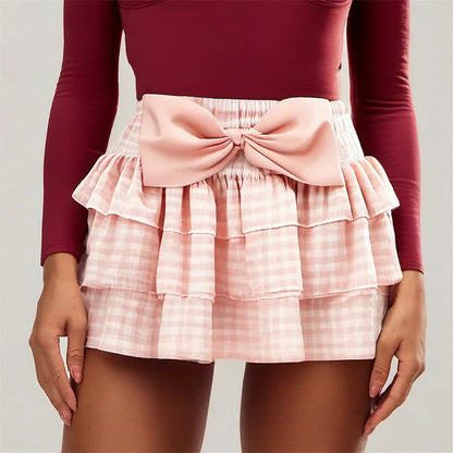 Bowknot Plaid Bloomers Skirt
