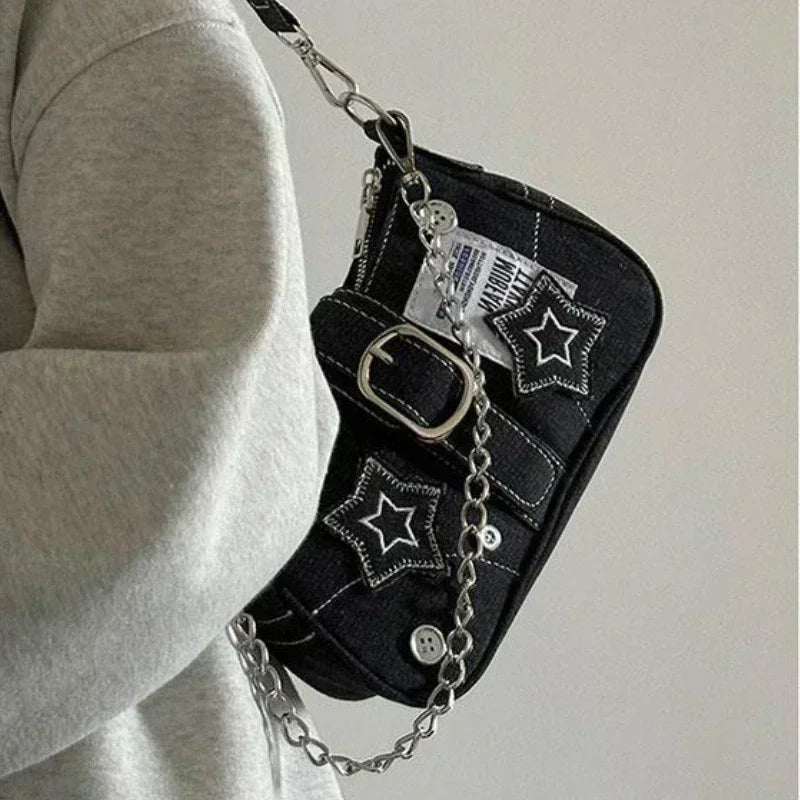 Canvas Stars Pattern Y2K Crossbody