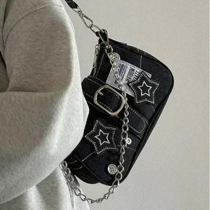 Canvas Stars Pattern Y2K Crossbody