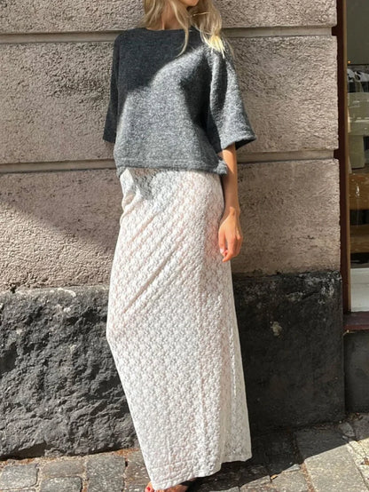 Floral Lace Low Rise Maxi Skirt