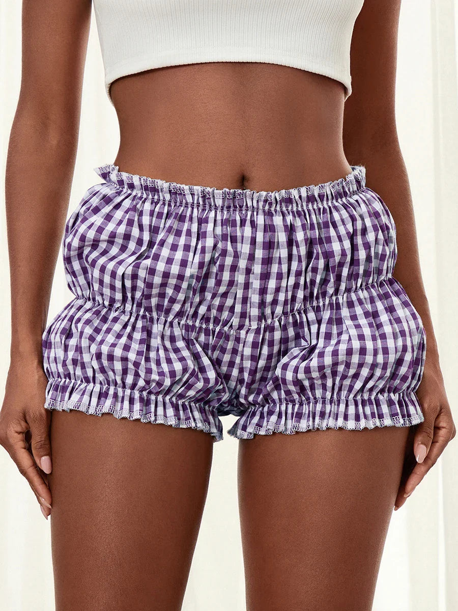 Gingham Frill Hem Bloomer Short