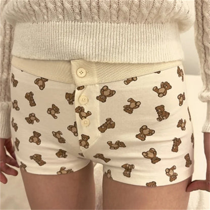 Cotton Print Button Sweatshort