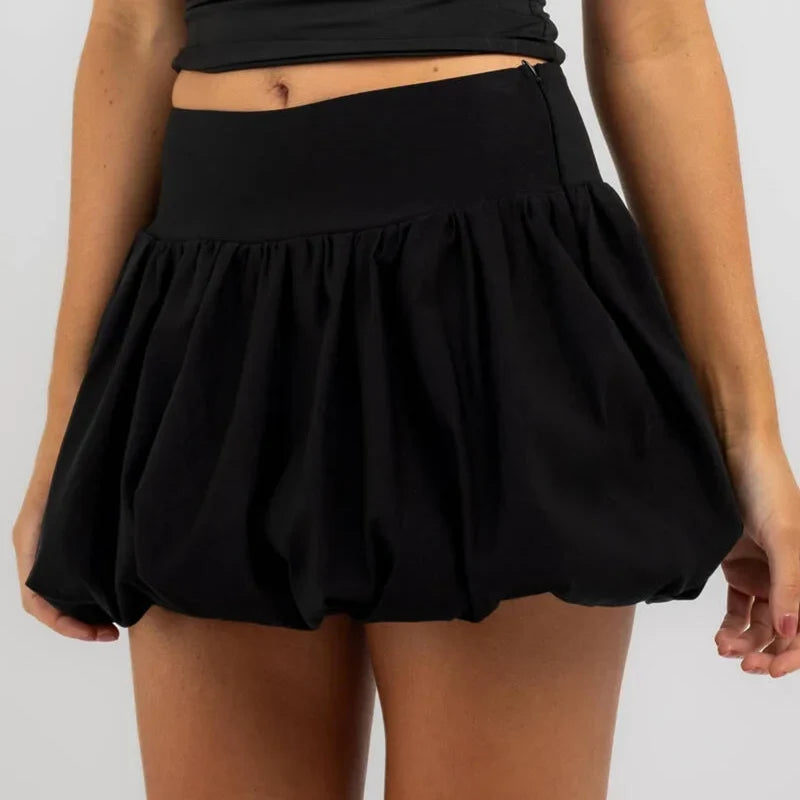 Elastic Flare Puffy Balloon Skirt