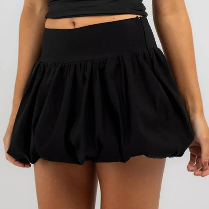 Elastic Flare Puffy Balloon Skirt