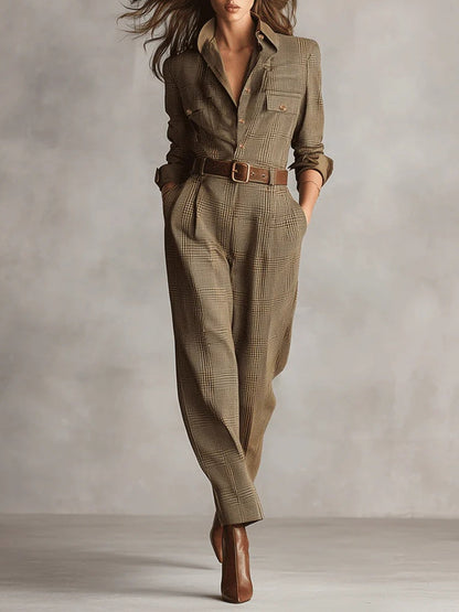 Isolde | Elegant Plaid Jumpsuit
