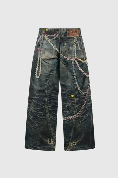 Yenpha Chain Print Wide Jeans
