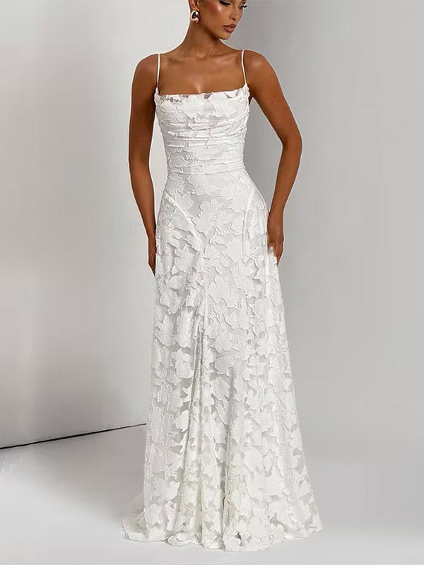 Party Dresses Jacquard Maxi Slip Dress With Backless Design For Summer Events 2026