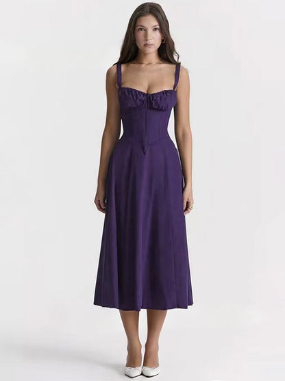 Floral Dress Midi Dress Dresses Floral Print High-slit Straps Neck Sleeveless Cottagecore Summer