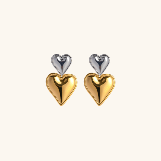 Zara Hearts - Two-Tone Earrings