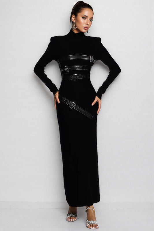 Brock Black PU Maxi Dress