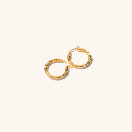 Zephyr Textured Gold Hoop Earrings