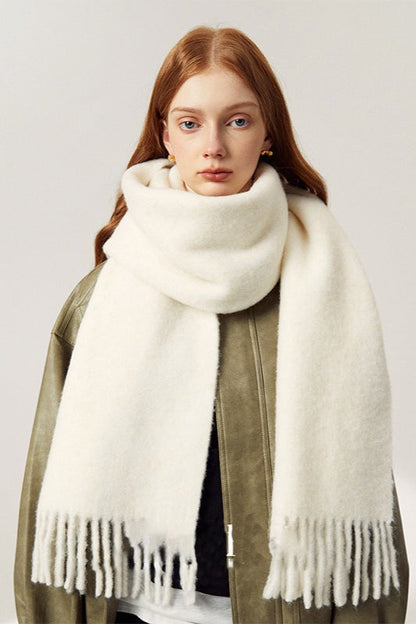 Thick Mohair Fringe Shawl Scarf