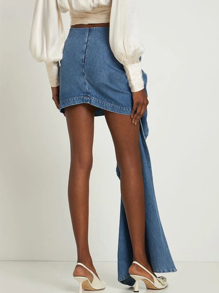 Denim Y2K Aesthetic 3D Floral High Waist Mini Skirt