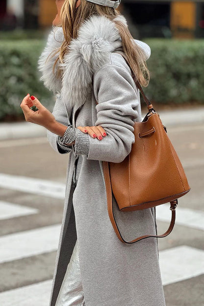 hooded loose lace-up jacket