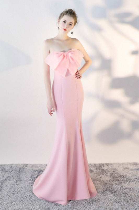Bow Strapless Mermaid Maxi Party Dress