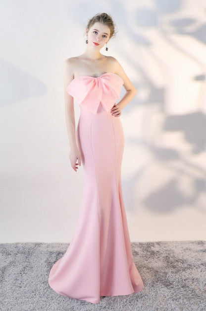 Bow Strapless Mermaid Maxi Party Dress