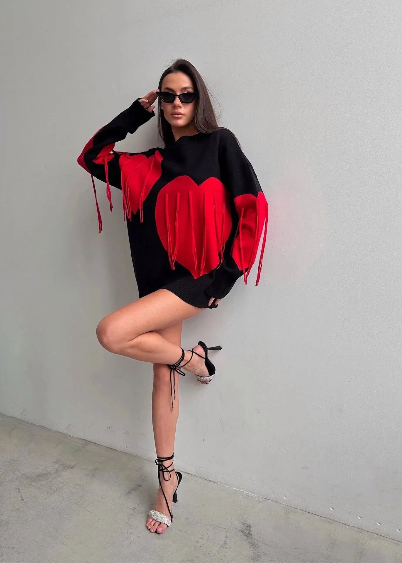 Trendy Pink Heart Pullover - Playful Comfort