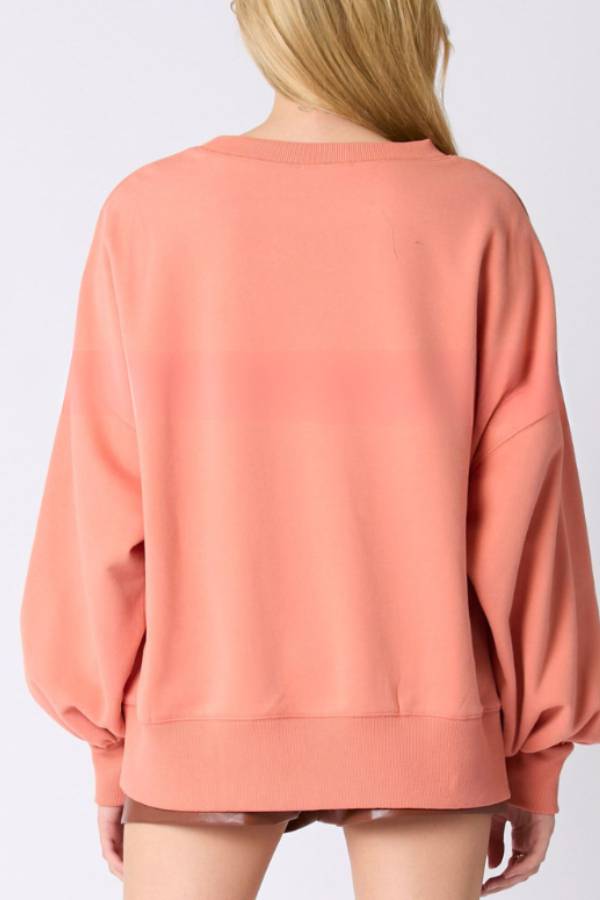 Halloween Coffee Sequin Top Loose Casual Sweatshirt