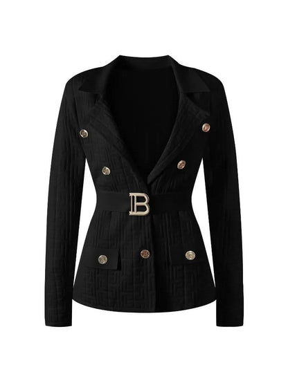 Print Short Blazer With Belt