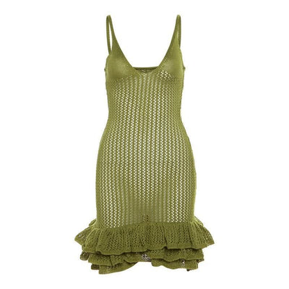 DIANA | CROCHET RUFFLE MINI DRESS