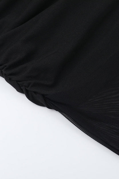 Mesh Panel Strapless Sheer Bodycon Party Dress