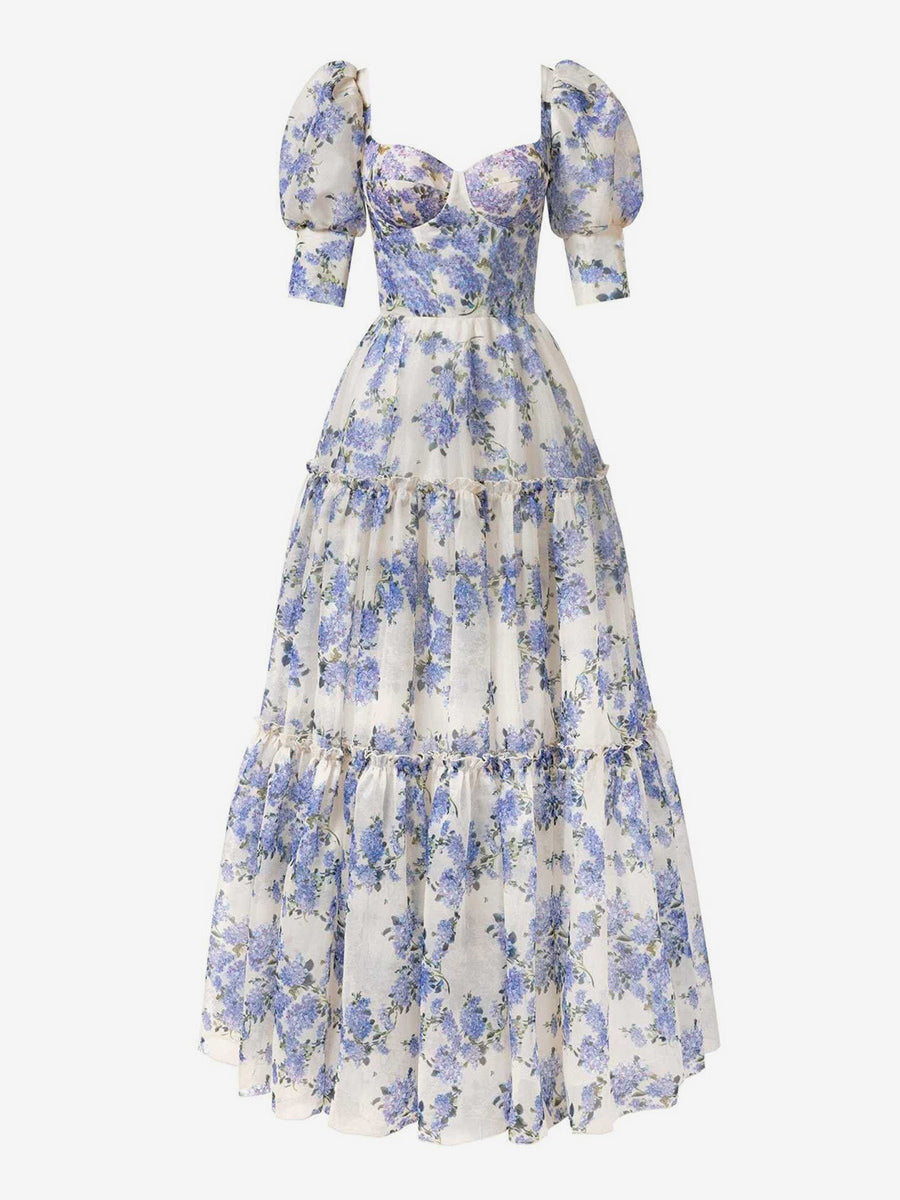 Party Dress Floral Off The Shoulder Tiered A-Line Elegant Prom Maxi Folklore Dresses