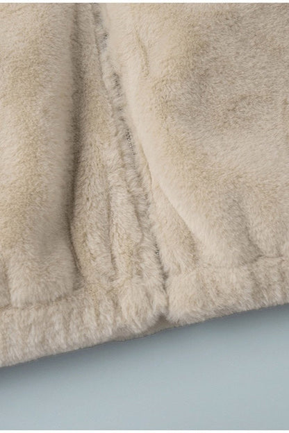 Stand Collar Faux Fur Cropped Jacket