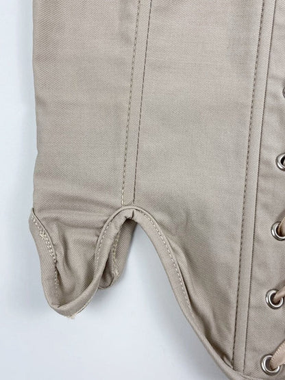 Solid Color Lace Up Asymmetric Corset Top