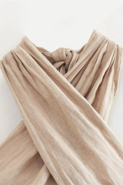 Minimalist Halter Linen Crop Top
