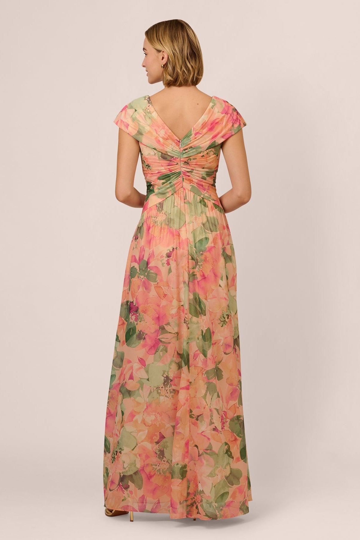Angela Floral Print Cap Sleeves Maxi Dress