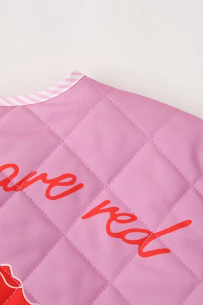 Rose Print Bow Quilted Jacket