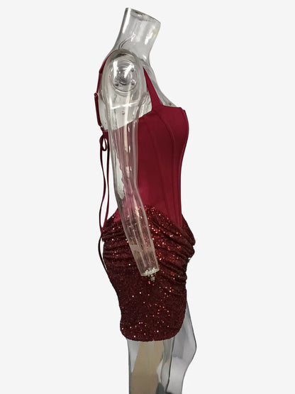 Corset Sequin Sleeveless Bodycon Mini Party Dress For Women 2026