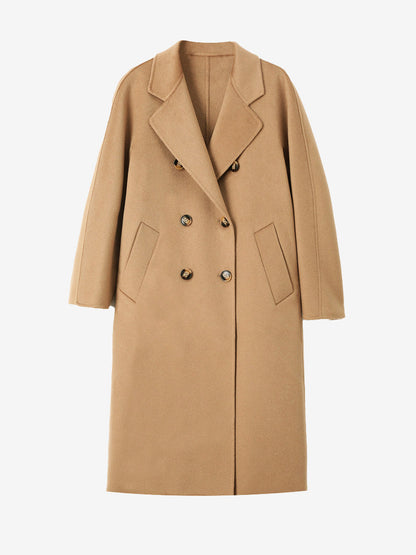 Wool Cashmere Blend Vintage A-line Coat With Classic Lapel And Belt For Women 2026
