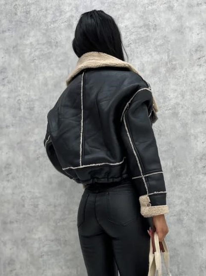 Women's Jackets Turndown Collar Spring Black Punk Outerwear For Women