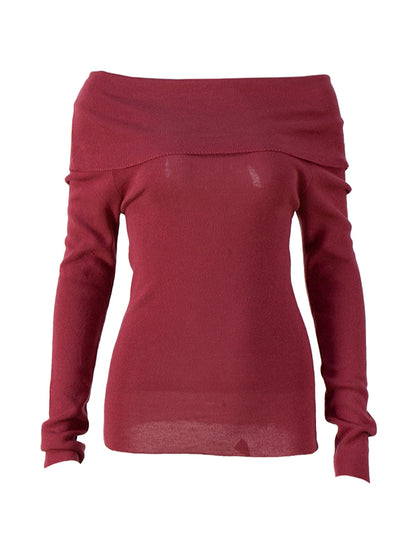 Solid Off Shoulder Slim Sweater
