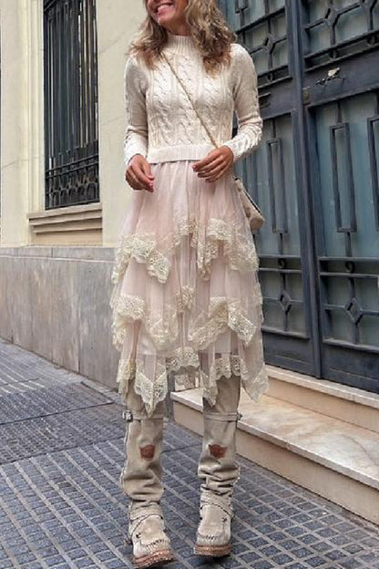 Half turtleneck cable slim fit short pullover sweater