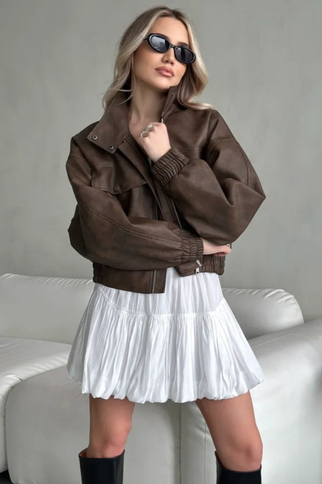 Lightweight PU Open Coat