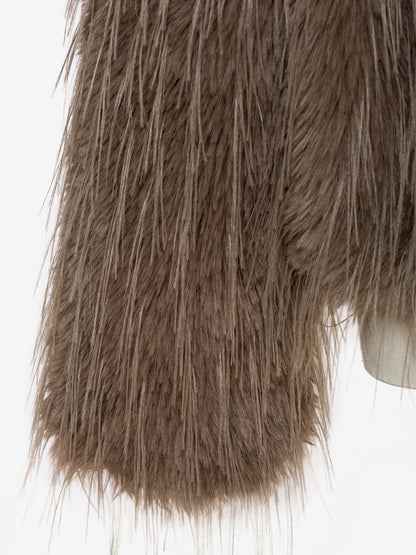 Faux Fur Coats Apricot Long Sleeves Faux Fur Jacket Winter Coat