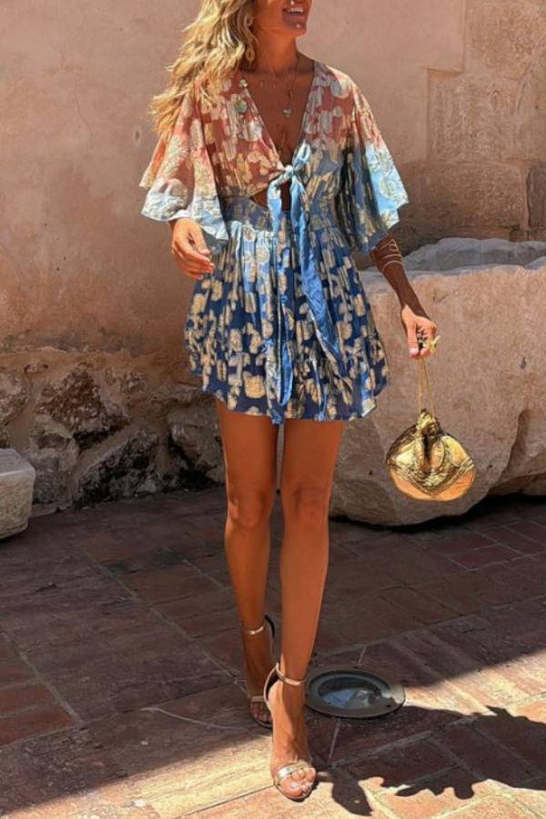 Rosalinda Satin Knot Mini Dress