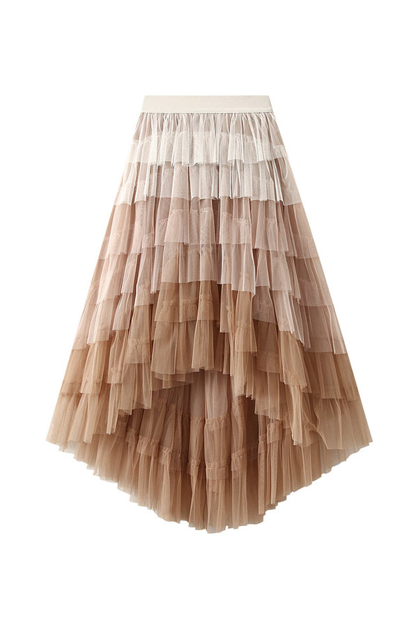 Irregular cake skirt high waist mesh skirt