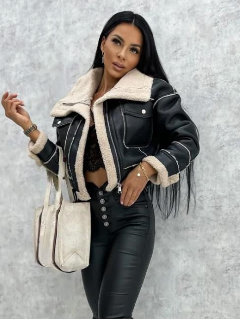 Women's Jackets Turndown Collar Spring Black Punk Outerwear For Women