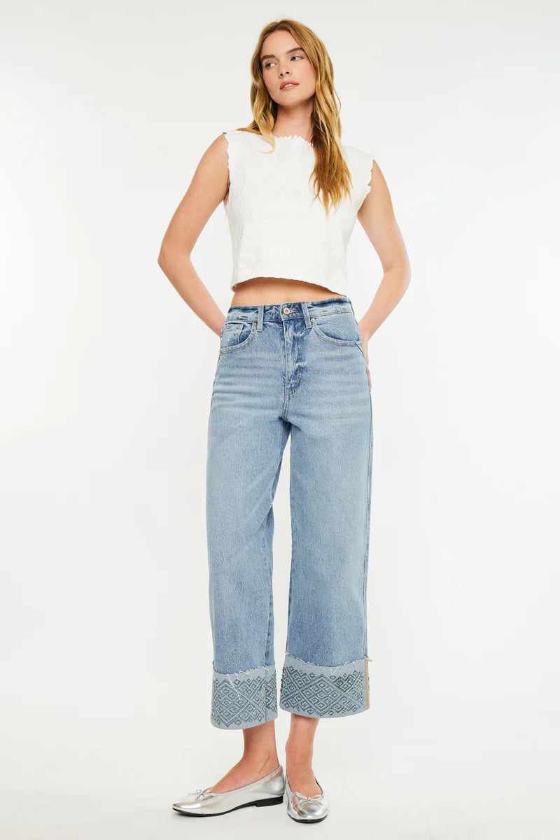 Stretch High Waist Wide Leg Jean