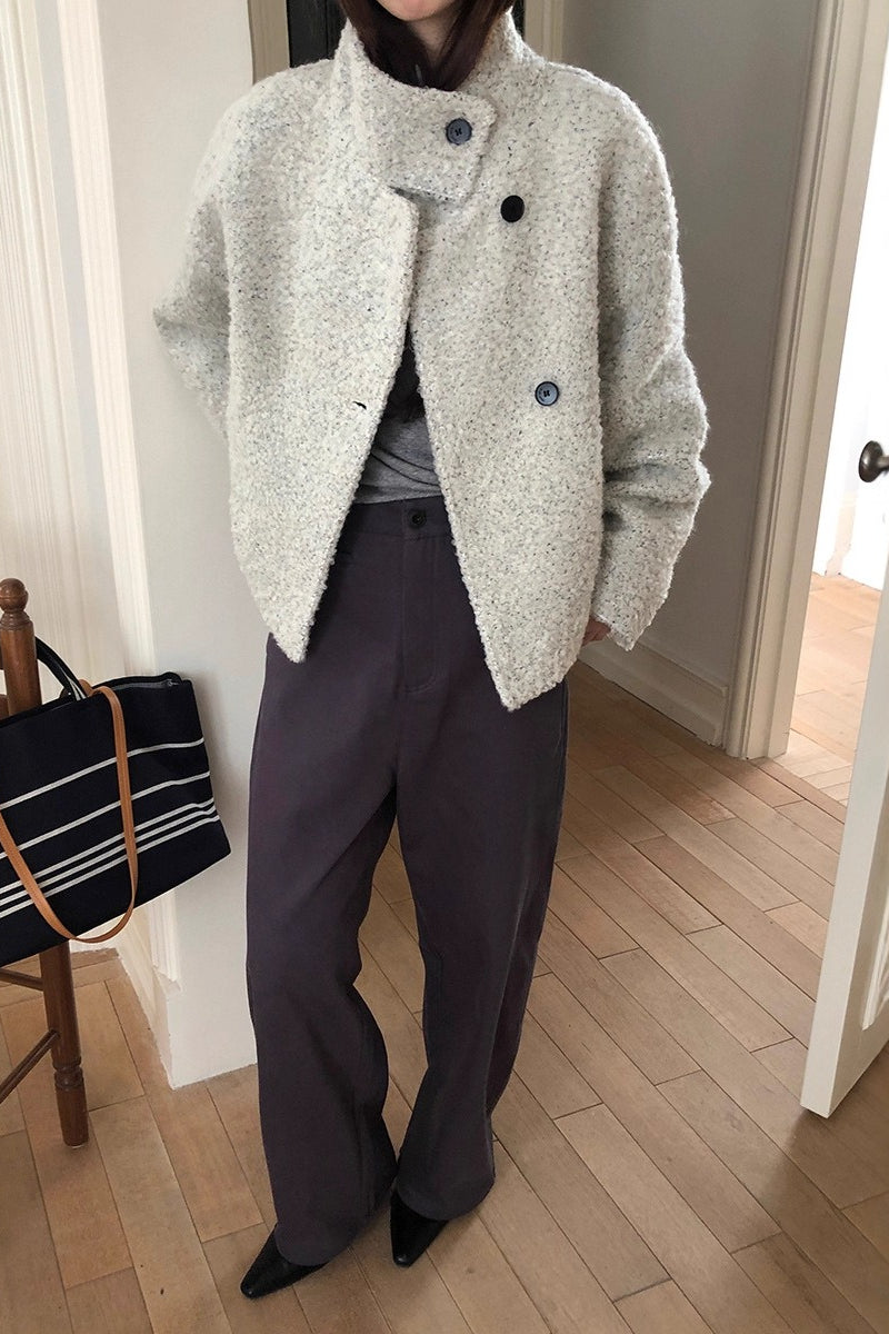 Wool Trendy Sweet Loose Snap Coat