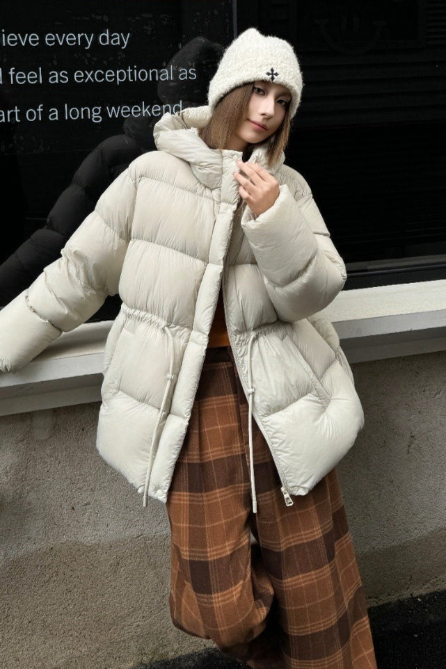 Premium White Duck Down Trench Puffer Jacket