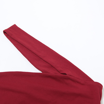 One shoulder irregular hollow out crop cut out top