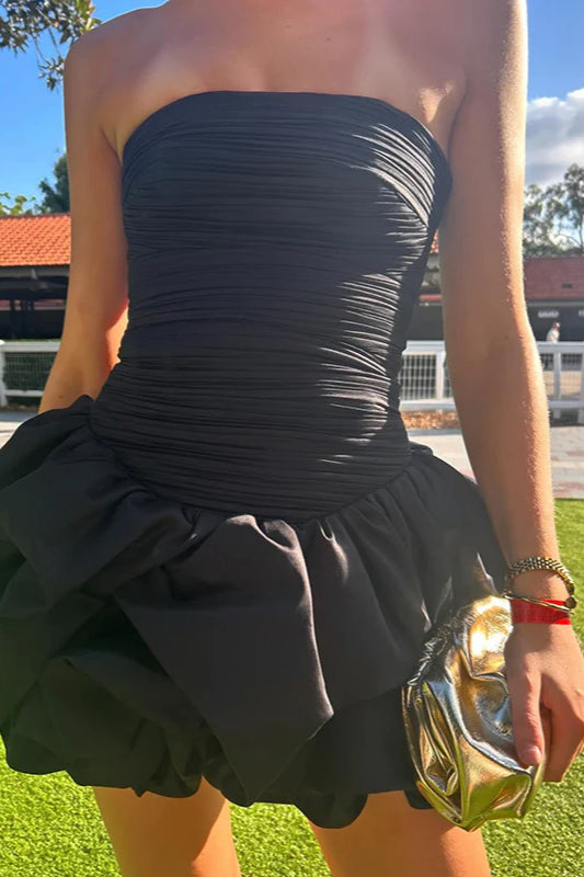 Spring Elegant Ruched Corset Dress with Layered Skirt Party Dress